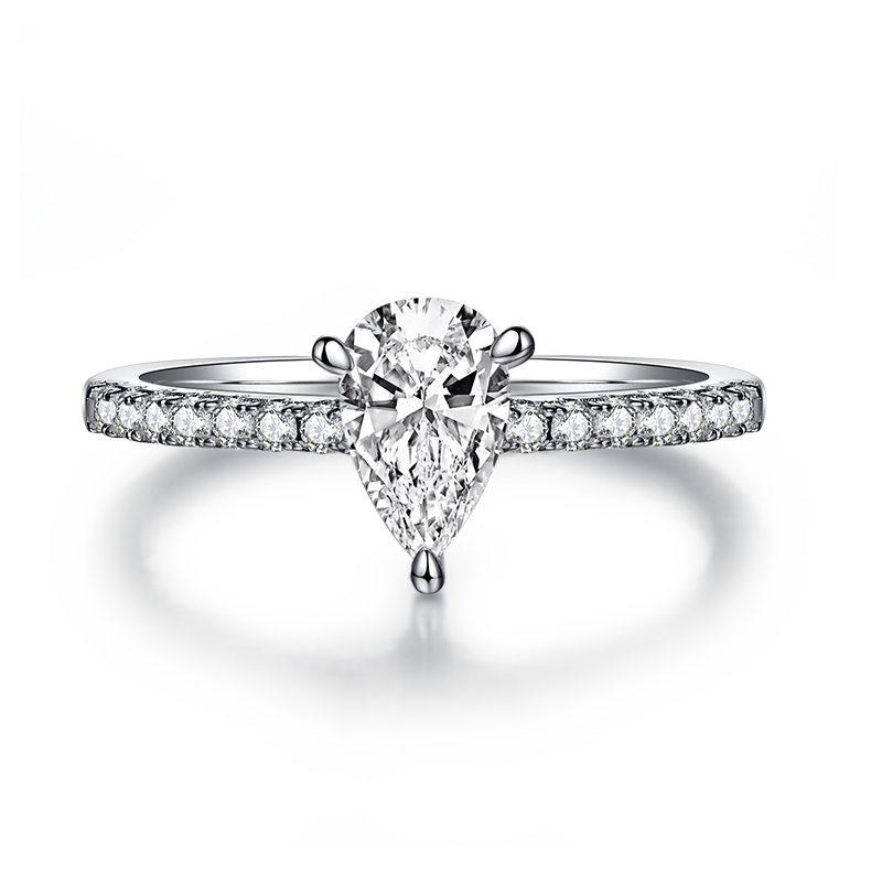 Luxury Pear Cut 1ct Moissanite Engagement Promise Ring for Women