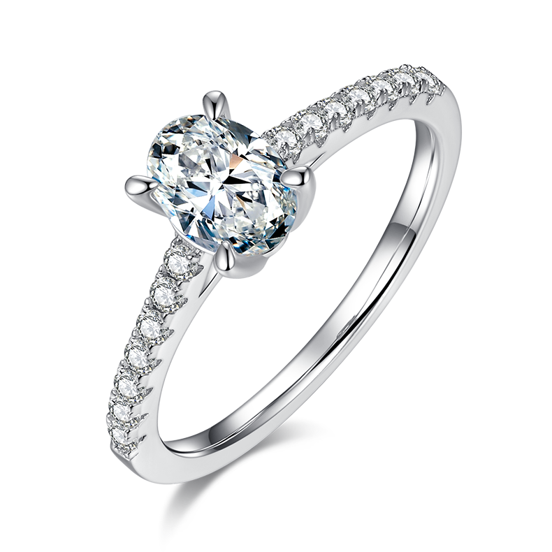 Luxury Oval Shape 1ct Moissanite Engagement Promise Ring for Women