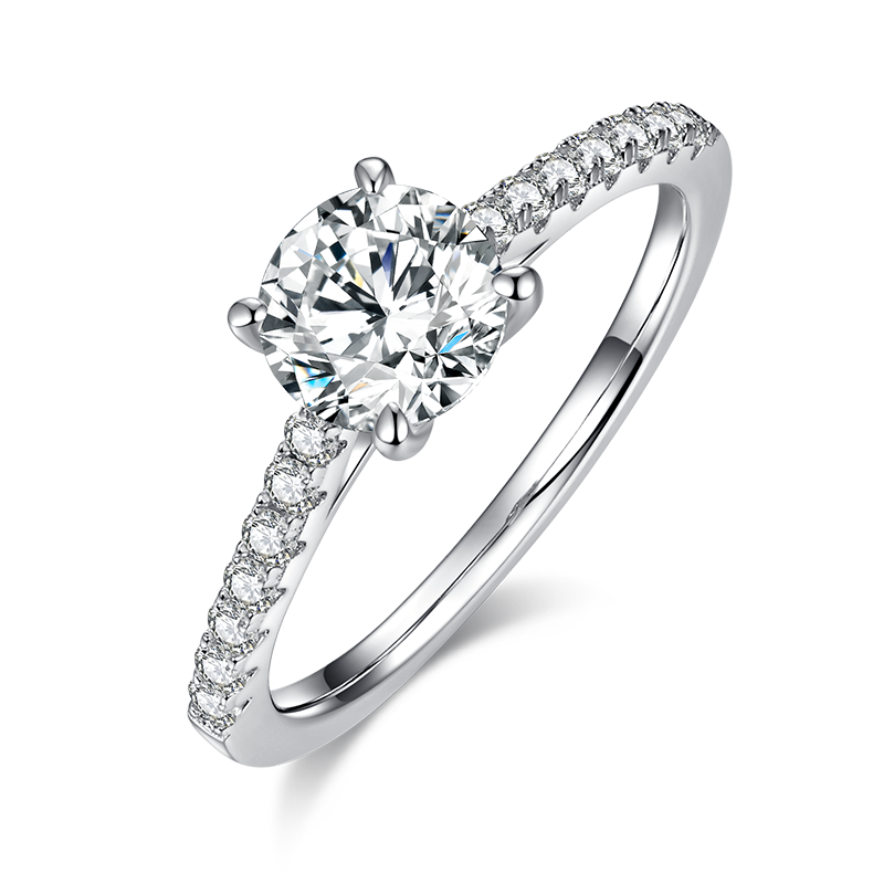 Luxury Round Cut 1ct Moissanite Engagement Promise Ring for Women