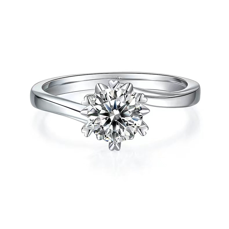 Round Cut Classic 1ct moissanite Engagement Promise Ring for Women